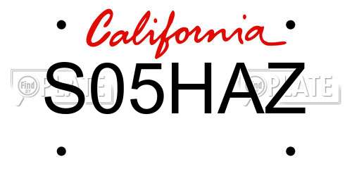 S05HAZ California License Plate