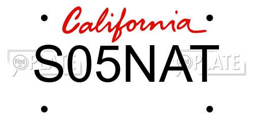 S05NAT California License Plate