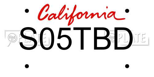S05TBD California License Plate
