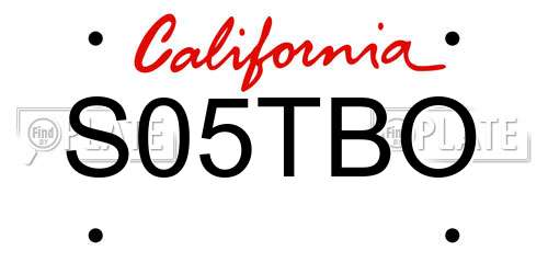 S05TBO California License Plate