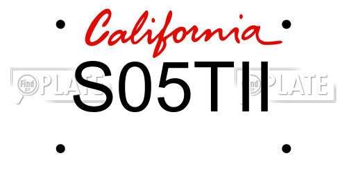S05TII California License Plate
