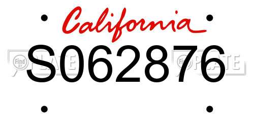 S062876 California License Plate