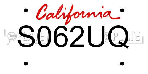 S062UQ California License Plate