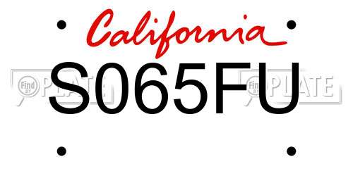 S065FU California License Plate