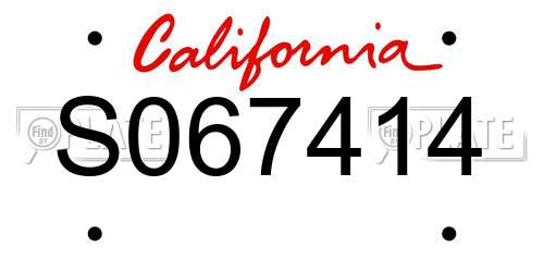 S067414 California License Plate