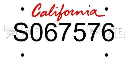 S067576 California License Plate