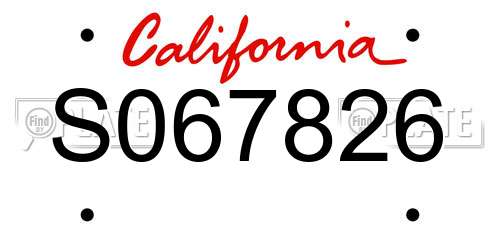 S067826 California License Plate