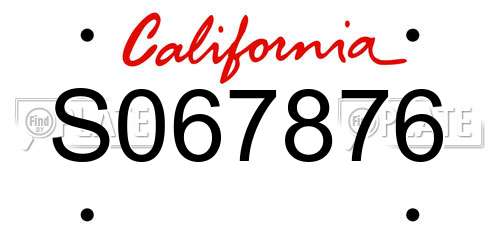 S067876 California License Plate