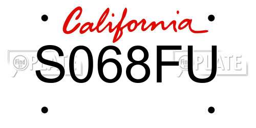 S068FU California License Plate