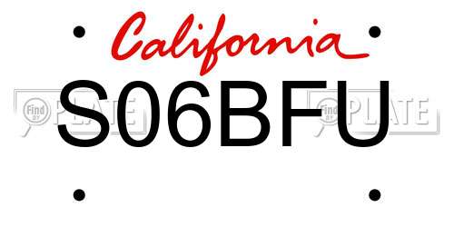 S06BFU California License Plate