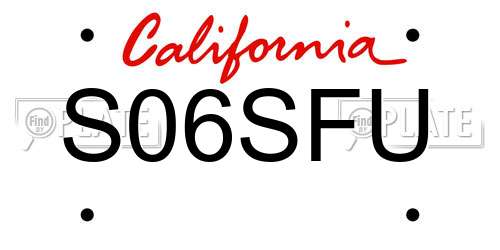 S06SFU California License Plate