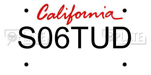 S06TUD California License Plate