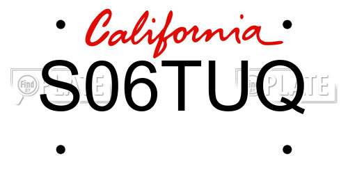 S06TUQ California License Plate