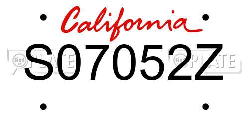 S07052Z California License Plate