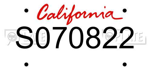 S070822 California License Plate