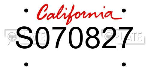 S070827 California License Plate