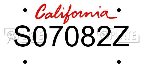 S07082Z California License Plate