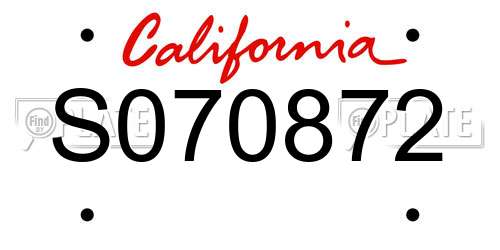 S070872 California License Plate