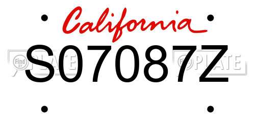 S07087Z California License Plate