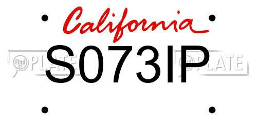 S073IP California License Plate