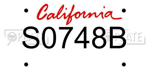 S0748B California License Plate