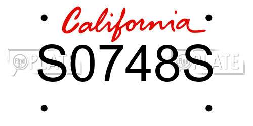 S0748S California License Plate