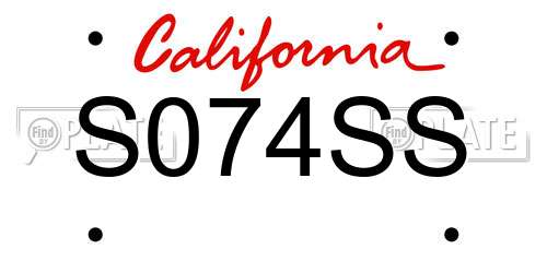S074SS California License Plate