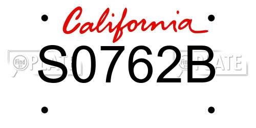 S0762B California License Plate