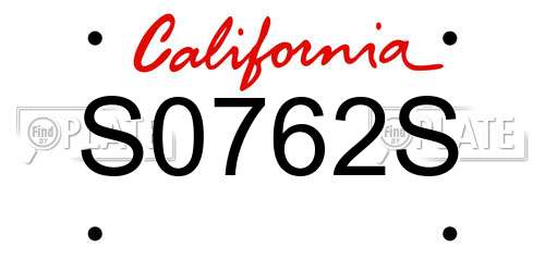 S0762S California License Plate