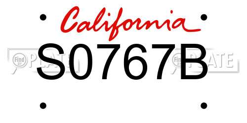 S0767B California License Plate