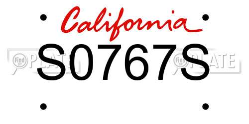 S0767S California License Plate