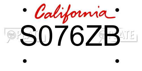 S076ZB California License Plate