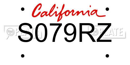 S079RZ California License Plate