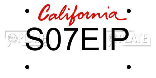 S07EIP California License Plate