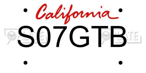 S07GTB California License Plate