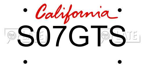 S07GTS California License Plate