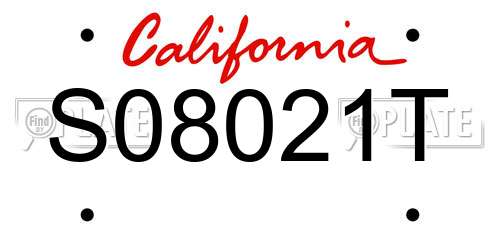 S08021T California License Plate
