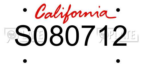 S080712 California License Plate