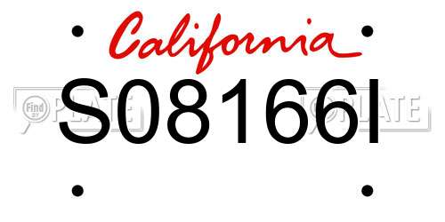 S08166I California License Plate