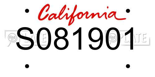 S081901 California License Plate