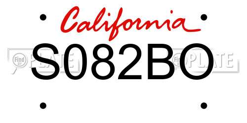 S082BO California License Plate