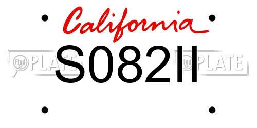 S082II California License Plate