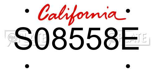 S08558E California License Plate