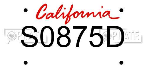 S0875D California License Plate