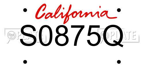 S0875Q California License Plate