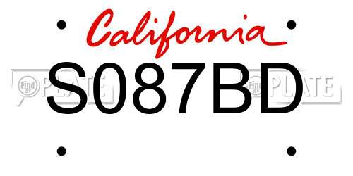 S087BD California License Plate