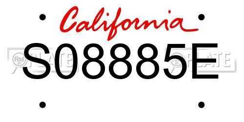 S08885E California License Plate