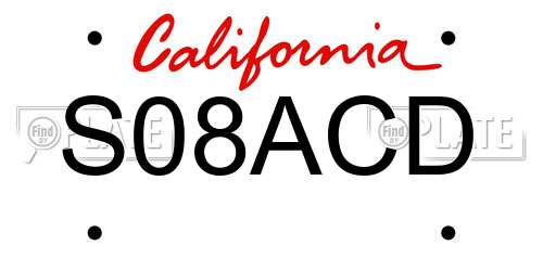 S08ACD California License Plate