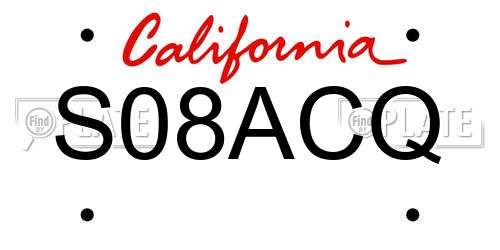 S08ACQ California License Plate