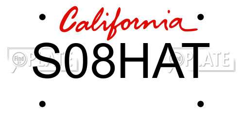 S08HAT California License Plate